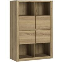 hobby oak melamine open shelves storage unit top and bottom 4 drawer