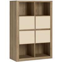 Hobby Oak Melamine Vanila Open Shelves Storage Unit - Top and Bottom 4 Drawer