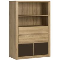 Hobby Oak Melamine Dark Brown Open Shelf Storage Unit - Top 4 Drawer