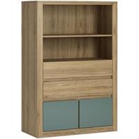 Hobby Oak Melamine Turquoise Open Shelf Storage Unit - Top 4 Drawer