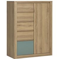 Hobby Oak Melamine Turquoise Cabinet - 1 Door 5 Drawer