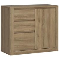 Hobby Oak Melamine Cabinet - Tall 1 Door 3 Drawer