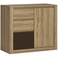 Hobby Oak Melamine Dark Brown Cabinet - Tall 1 Door 3 Drawer