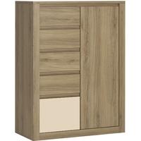 Hobby Oak Melamine Vanila Cabinet - 1 Door 5 Drawer