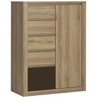 Hobby Oak Melamine Dark Brown Cabinet - 1 Door 5 Drawer