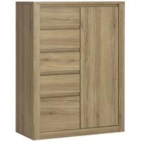 Hobby Oak Melamine Cabinet - 1 Door 5 Drawer