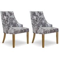 Homestyle GB Bergen Deep Crushed Velvet Dining Chair - Silver (Pair)