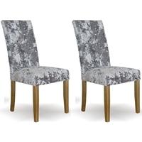 Homestyle GB Stockholm Deep Crushed Velvet Dining Chair - Silver (Pair)