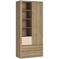 Hobby Oak Melamine Vanila Open Shelving Cabinet - Tall 1 Door 3 Drawer