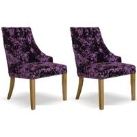 homestyle gb bergen deep crushed velvet dining chair purple pair