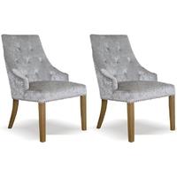 Homestyle GB Bergen Crushed Velvet Dining Chair - Silver (Pair)