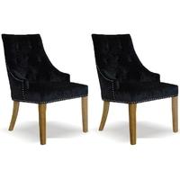 homestyle gb bergen crushed velvet dining chair black pair