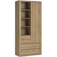 Hobby Oak Melamine Open Shelving Cabinet - Tall 1 Door 3 Drawer