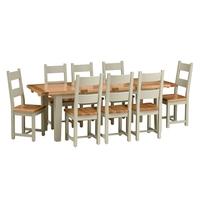 Houghton French Grey 180-230cm Ext. Table and 8 Ladderback Chairs