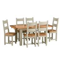 houghton french grey 140 180cm ext table and 6 ladder back chairs