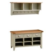 Houghton French Grey Shelf and Shoe Storage Bench Set