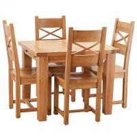 Hoxton Solid Oak 100-140cm Table with 4 Crossed Back Chairs