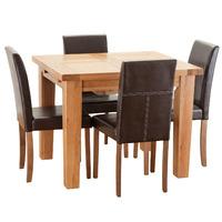 Hoxton Solid Oak 100-140cm Table with 4 Oakridge Dining Chairs Brown