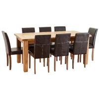 Hoxton Solid Oak 180-230cm Table with 8 Oakridge Dining Chairs Brown