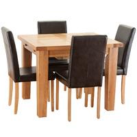Hoxton Solid Oak 100-140cm Table with 4 Oakridge Dining Chairs Black