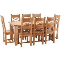 hoxton solid oak 180 230cm table with 8 crossed back chairs