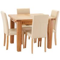 Hoxton Solid Oak 100-140cm Table with 4 Oakridge Dining Chairs Cream