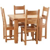 Hoxton Solid Oak 100-140cm Table with 4 Horizontal Slatted Chairs