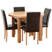 Hoxton Solid Oak Round 100-140cm Table with 4 Oakridge Dining Chairs Black