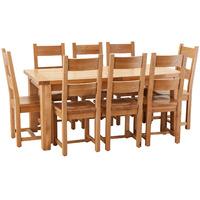 Hoxton Solid Oak 180-230cm Table with 8 Horizontal Slatted Chairs