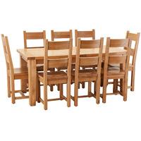 hoxton solid oak 180 230cm table with 8 horizontal slatted chairs