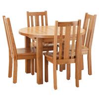 hoxton solid oak round 100 140cm table with 4 vertical slatted chairs