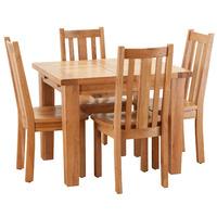 Hoxton Solid Oak 100-140cm Table with 4 Vertical Slatted Chairs