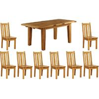 Hoxton Solid Oak 180-230cm Table with 8 Vertical Slatted Chairs