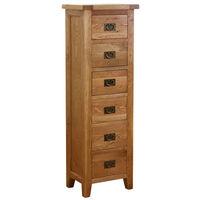 hoxton solid oak tall 6 drawer chest