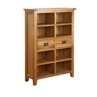 Hoxton Solid Oak Wide 8 Shelf 2 Drawer Bookcase