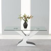 Houston Dining Table In Clear Glass With White Black Gloss Base