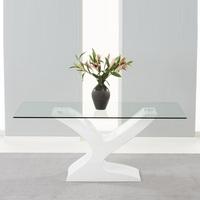 Houston Dining Table In Clear Glass And White High Gloss Base