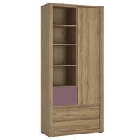 hobby 1 door 3 drawer tall cabinet with open shelving violet