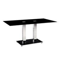 Holly Dining Table Rectangular In Black Glass With Chrome Legs