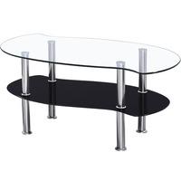 Holby Coffee Table In Clear Glass Top And Black Glass Undershelf