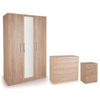 Holborn 3 Door Mirror Wardrobe Bedroom Set