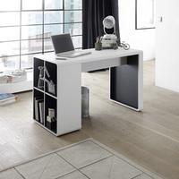 Houston Computer Desk In White And Anthracite With Shelving
