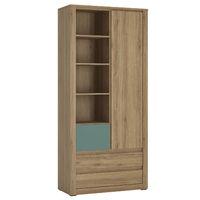 Hobby 1 Door 3 Drawer Tall Cabinet with Open Shelving Turquoise