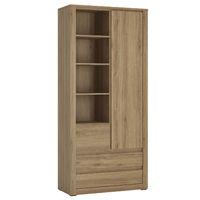 hobby 1 door 3 drawer tall cabinet with open shelving natural