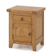 honey solid oak finish 1 door 1 drawer left bedside cabinet