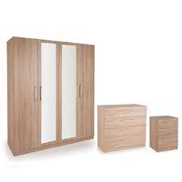 Holborn 4 Door Mirror Wardrobe Bedroom Set