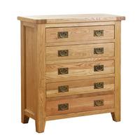 Hoxton Solid Oak 5 Drawer Chest