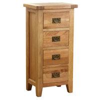 hoxton solid oak tall 4 drawer chest