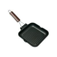 Home Delizia Non-stick Coating Grill Pan with Foldable Handle, Aluminium, Black, 20x20 cm