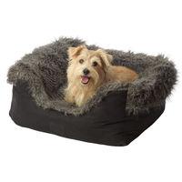 house of paws grey faux suede fur square dog bed extra large